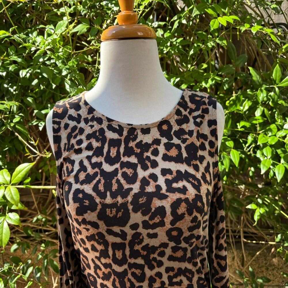 NWOT Venus Leopard Print Cold Shoulder Bodycon Dress M - Picture 5 of 11